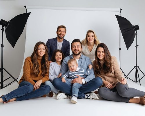 vidám családi fotózás európai emberekkel